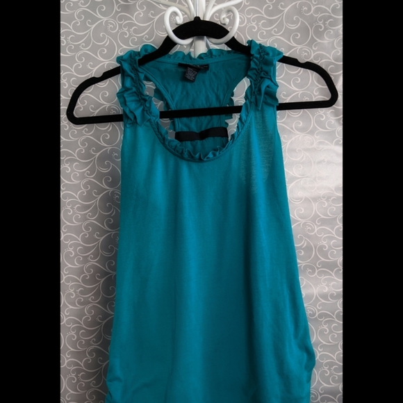 Self Esteem Teal racerback women's top w ruffles - Picture 2 of 9